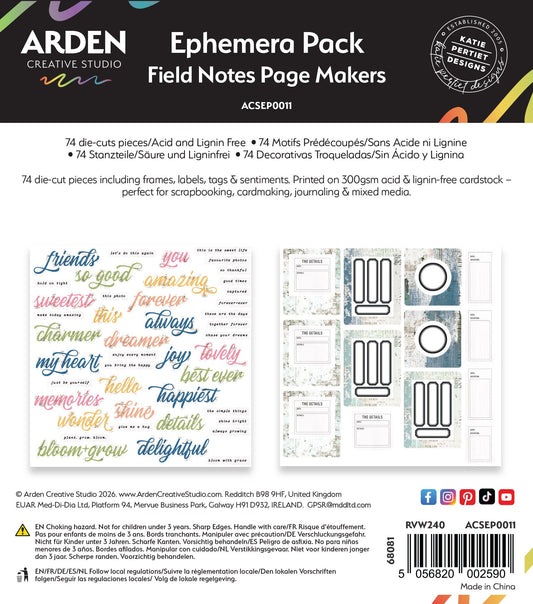 Arden Creative Studio - Field Notes - Ephemera Pack - Page Makers
