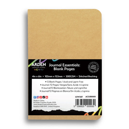Arden Crafts - Creative Studio Journal Essentials:  Blank Pages 4" x 6" Stitched Journal