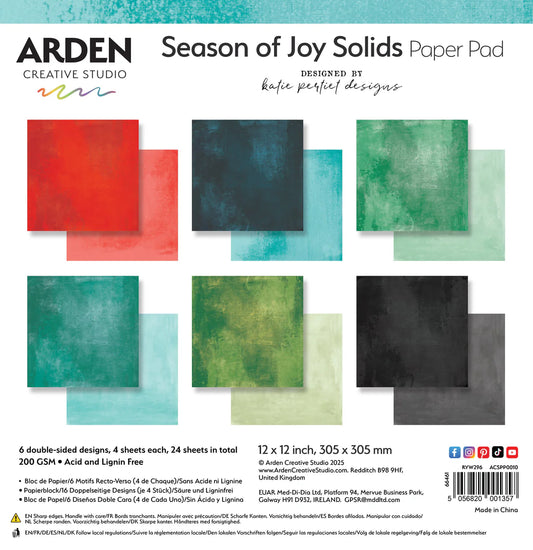 Arden Creative - Studio Season of Joy Solids - 12in x 12in Paper Pad