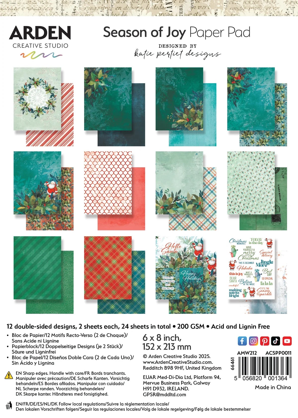 Arden Creaive Studio - Season of Joy - 6" x 8" Paper Pad