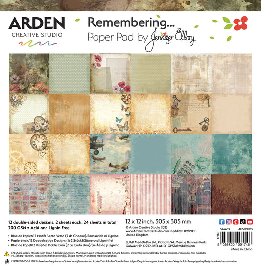 Arden Creaive Studio - Remembering - 12 in x 12 in Paper Pad