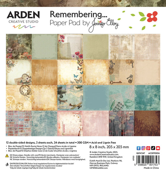 Arden Creaive Studio - Remembering - 8 in x 8 in Paper Pad