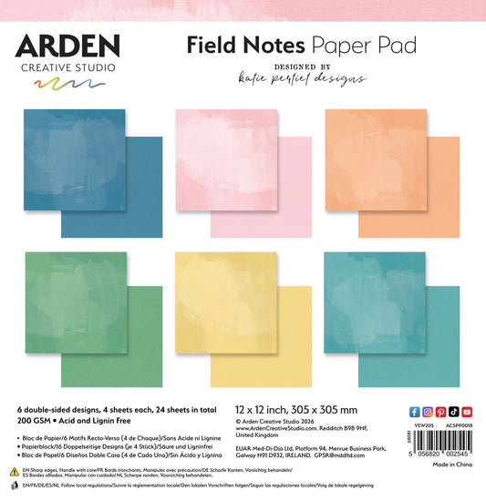 Arden Creative Studio - 12 x 12 Paper Pad - Solids - Field Notes