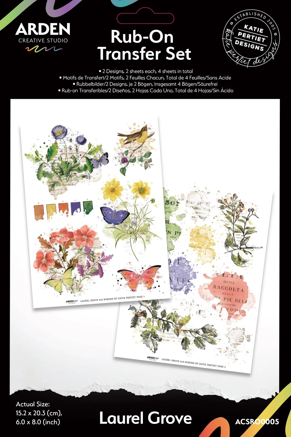 Arden Creative Studio - Laurel Grove 6 in x 8 in Rub-On Transfer Set