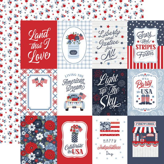 Echo Park - All American Collection - 12 x 12 Double Sided Paper - 3 x 4 Journaling Cards