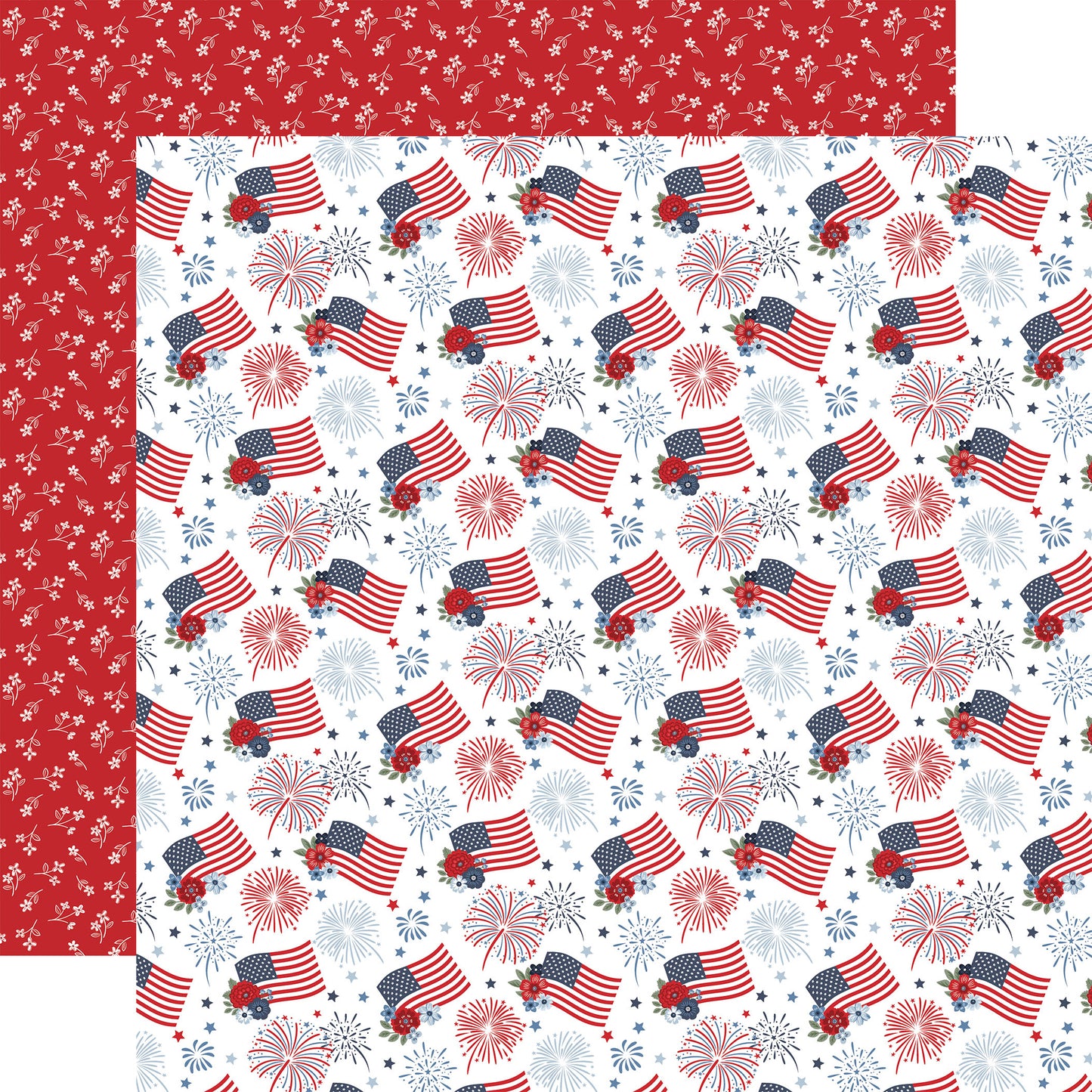 Echo Park - All American Collection - 12 x 12 Double Sided Paper - Fireworks And Flags