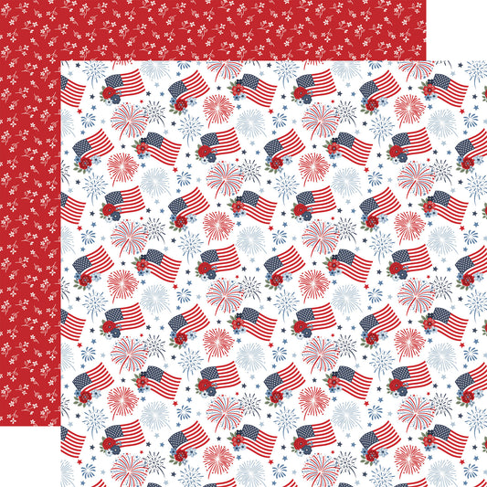 Echo Park - All American Collection - 12 x 12 Double Sided Paper - Fireworks And Flags