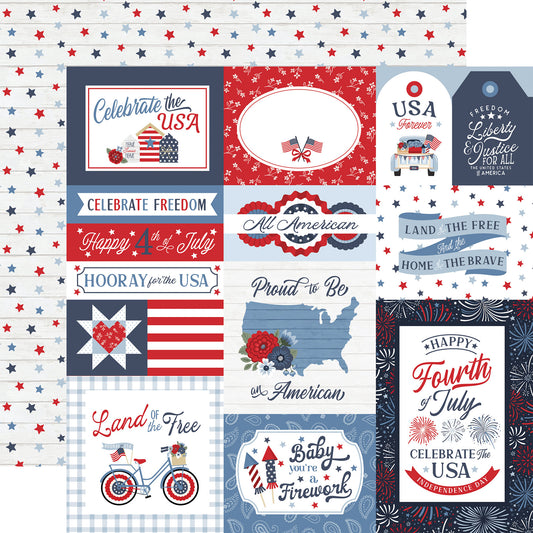 Echo Park - All American Collection - 12 x 12 Double Sided Paper - Multi Journaling Cards