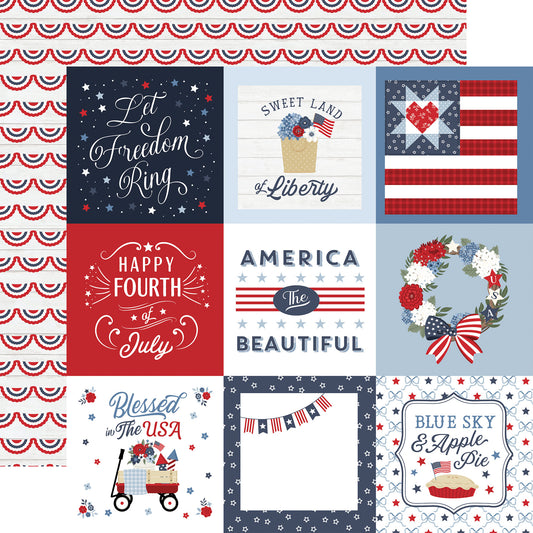 Echo Park - All American Collection - 12 x 12 Double Sided Paper - 4 x 4 Journaling Cards