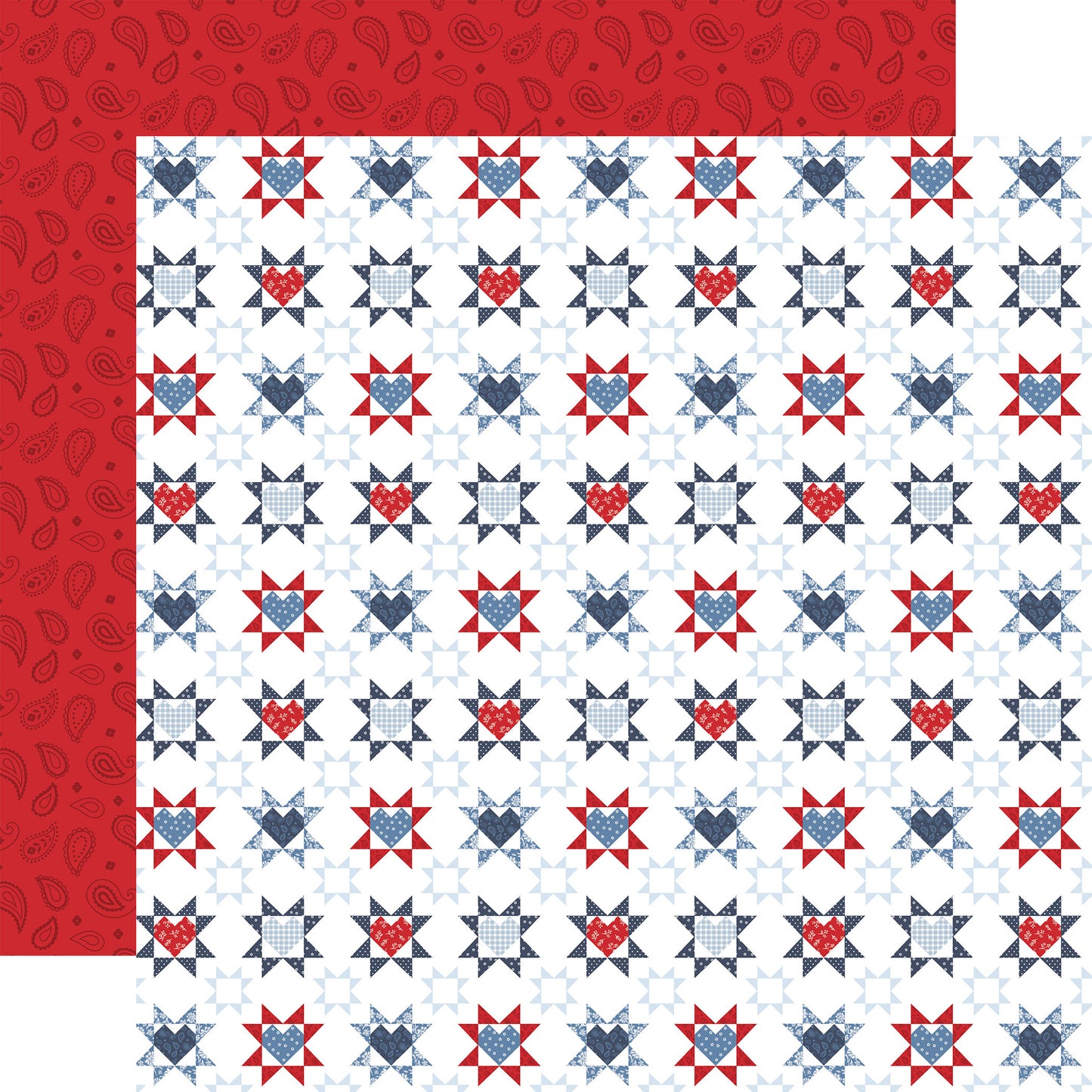 Echo Park - All American Collection - 12 x 12 Double Sided Paper - Patriotic Patchwork