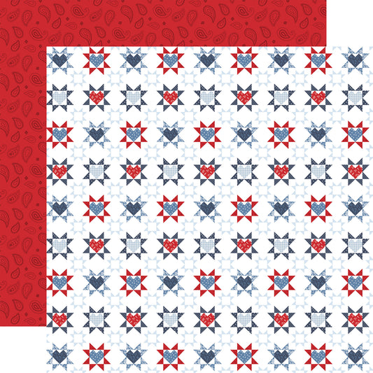 Echo Park - All American Collection - 12 x 12 Double Sided Paper - Patriotic Patchwork
