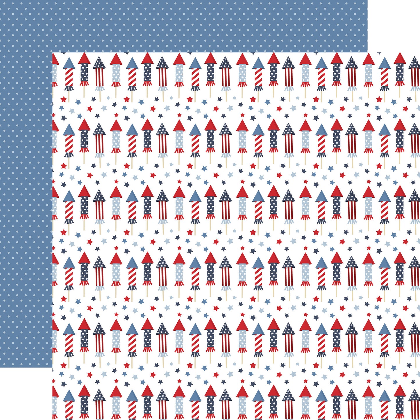 Echo Park - All American Collection - 12 x 12 Double Sided Paper - Star Spangled Rockets
