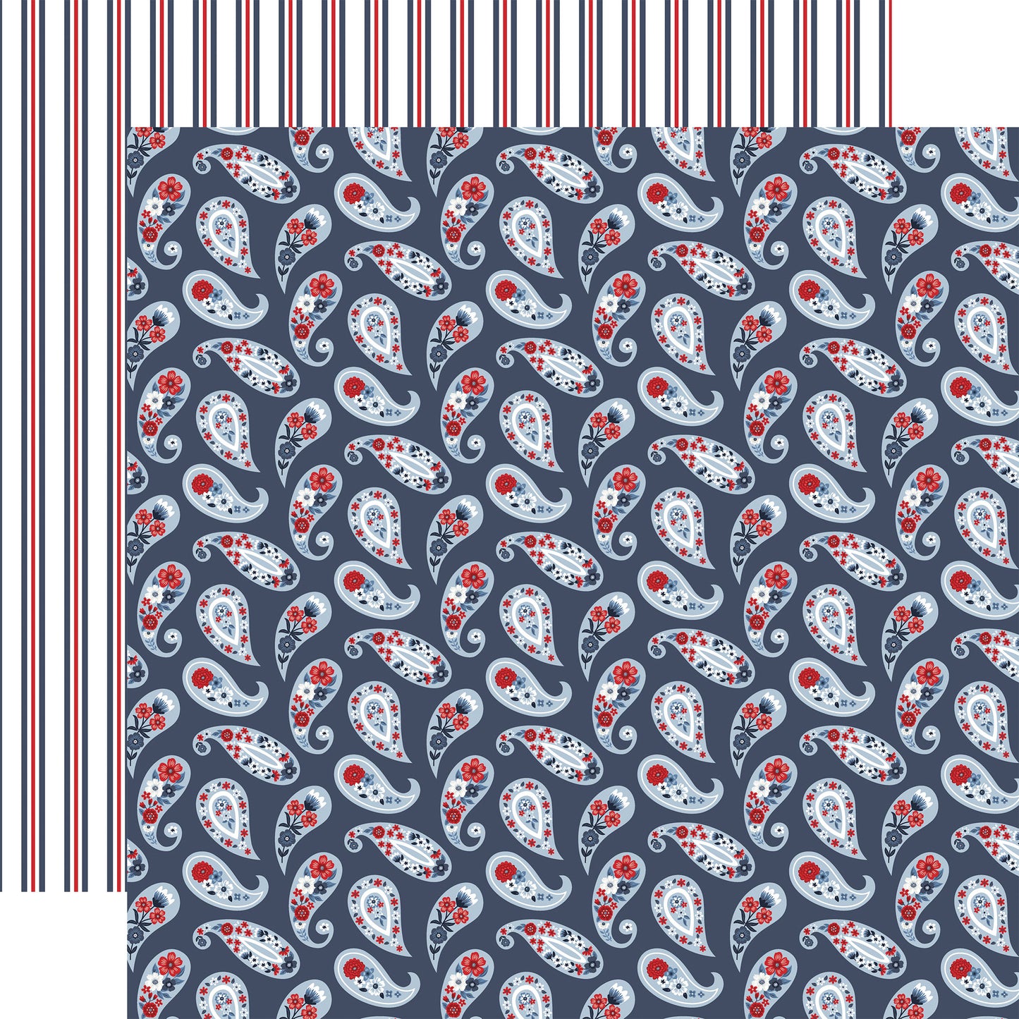 Echo Park - All American Collection - 12 x 12 Double Sided Paper - Floral Paisley