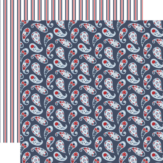 Echo Park - All American Collection - 12 x 12 Double Sided Paper - Floral Paisley