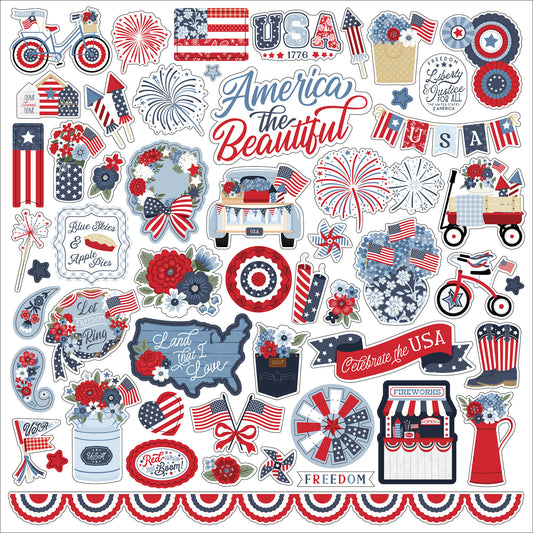 Echo Park - All American Collection - 12 x 12 Cardstock Stickers - Elements