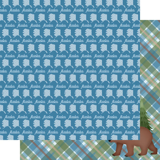 SSC Designs - Alaska Collection - Alaska State Shape - 12 x 12 Double-Sided Scrapbook Paper