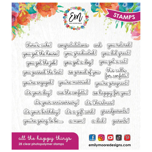 Emily Moore Designs -  Clear Photopolymer Stamps - All The Happy Things
