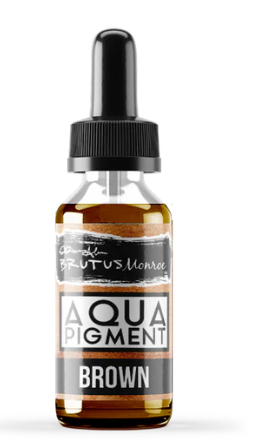 Bottle of Aqua Pigment Brown on a white background