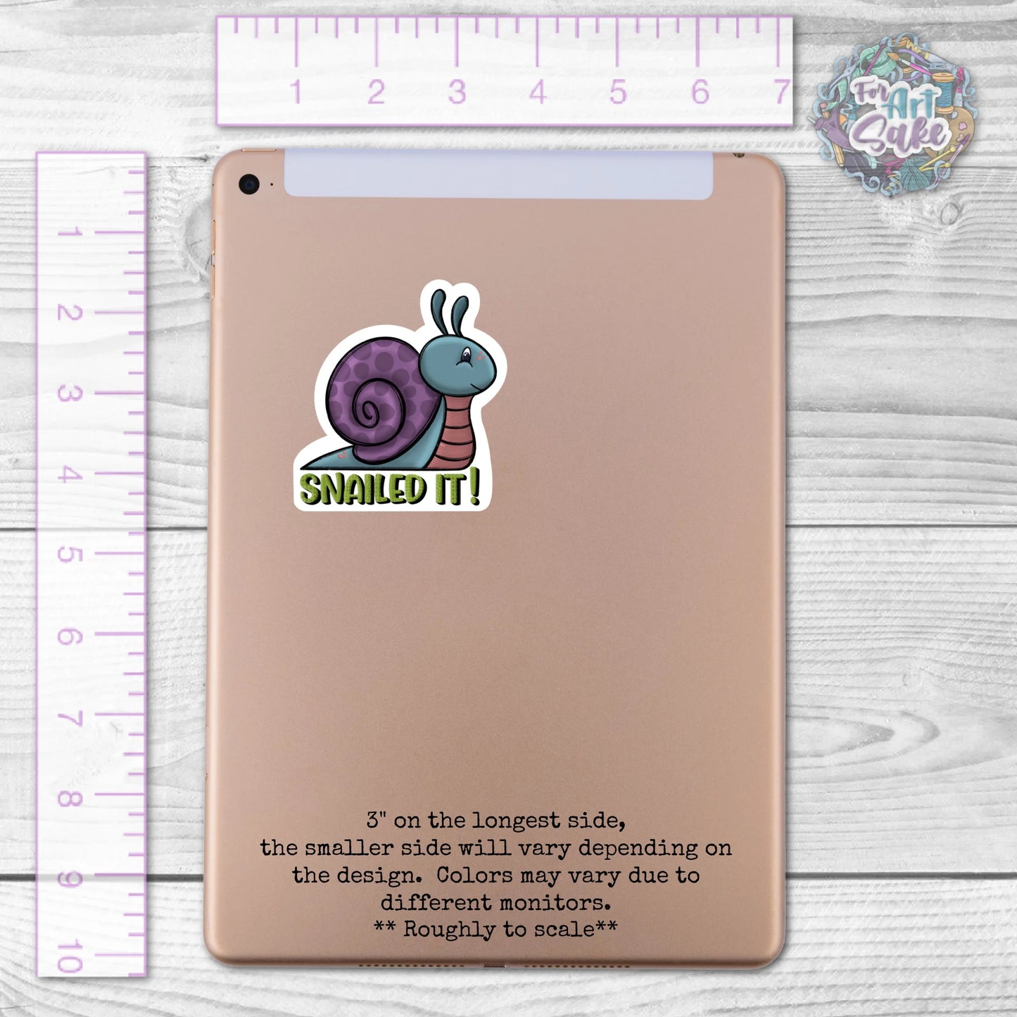 For Art Sake Stickers -  3" Sticker - Snailed It!