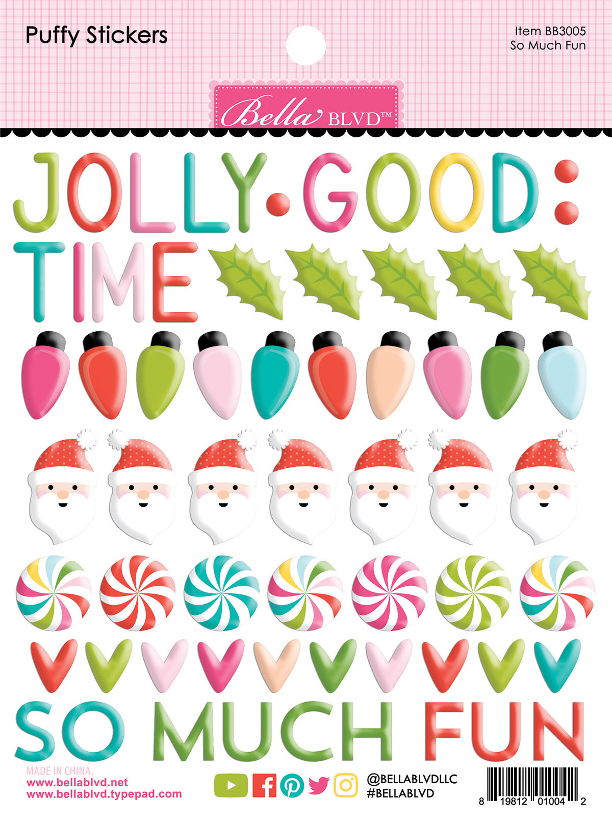 Bella Blvd - Merry Mingle Collection - Puffy Stickers - So Much Fun