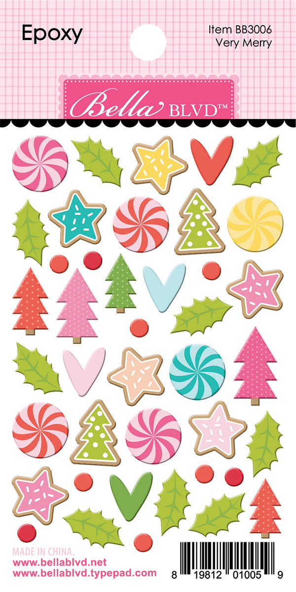 Bella Blvd - Merry Mingle Collection - Epoxy Stickers - Very Merry