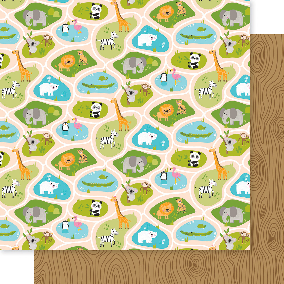Bella Blvd - Zoo Day Collection - 12 x 12 Double Sided Cardstock - Around The Zoo