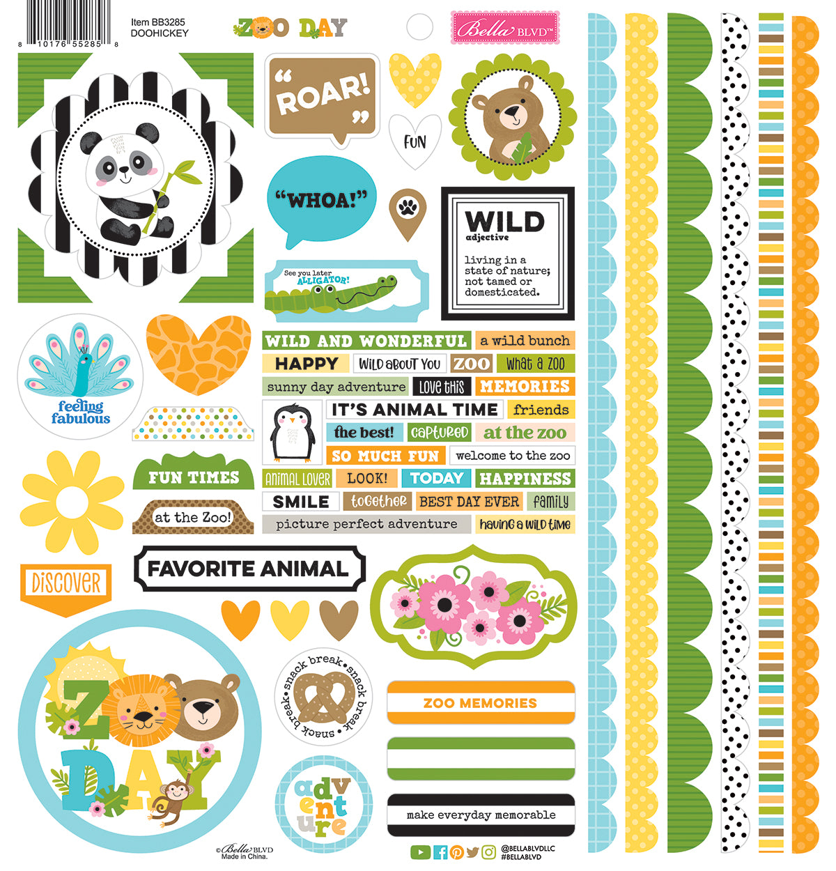 Bella Blvd - Zoo Day Collection - Cardstock Stickers - Zoo Day Doohickey