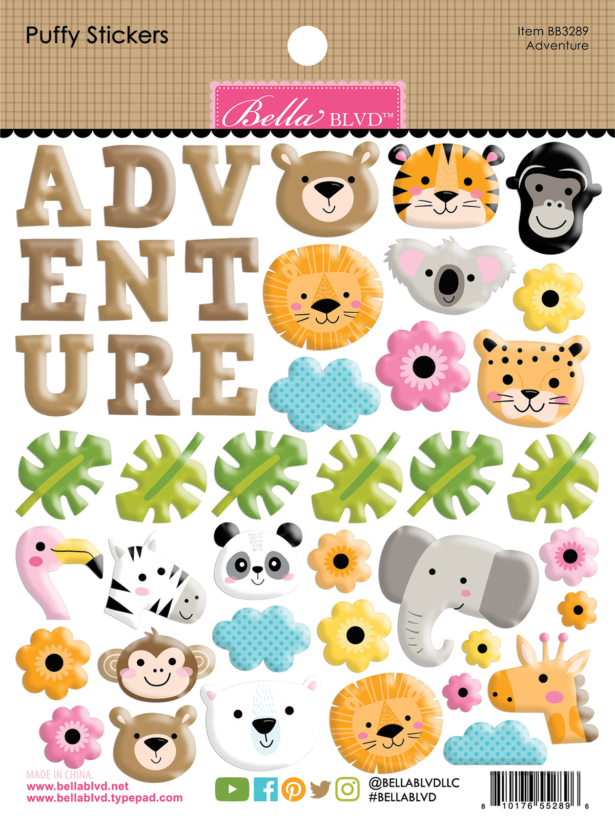 Bella Blvd - Zoo Day Collection - Puffy Stickers - Adventure