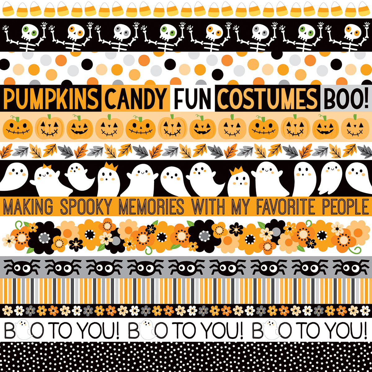 Bella Blvd - Boo To You Collection - 12 x 12 Double-Sided Paper - Boo To You Borders