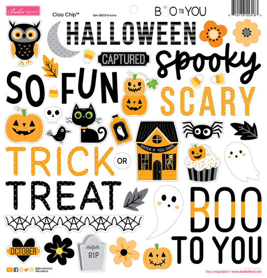 Bella Blvd - Boo To You Collection - Chipboard Sstickers - Ciao Icons