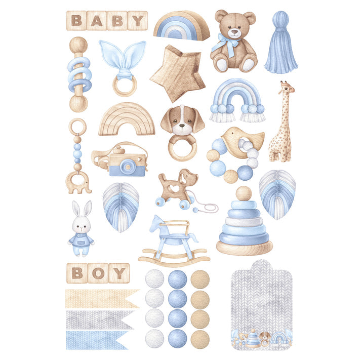 SSC Designs - Oh, Baby Boy! Collection - 12 x 12 Scrapbook Paper And Embellishment Kit