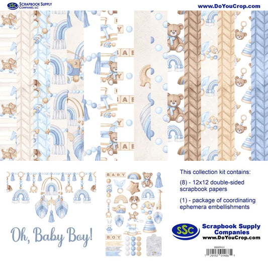 SSC Designs - Oh, Baby Boy! Collection - 12 x 12 Scrapbook Paper And Embellishment Kit