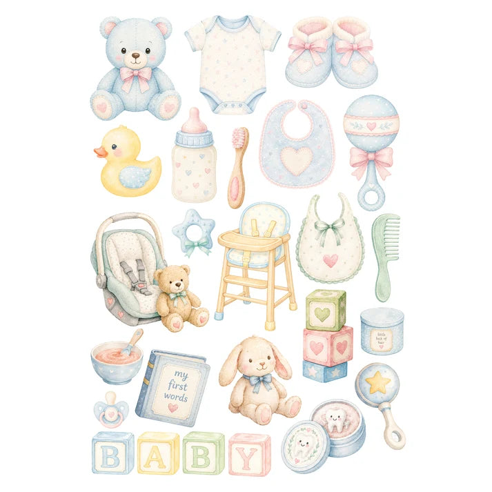 SSC Designs - Baby Firsts Collection - 12 x 12 Scrapbook Paper And Embellishment Kit