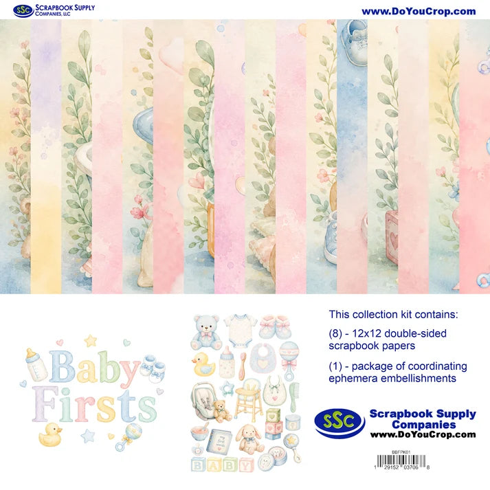 SSC Designs - Baby Firsts Collection - 12 x 12 Scrapbook Paper And Embellishment Kit