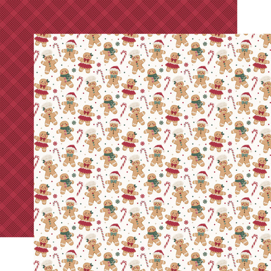 Echo Park -Baking Christmas Cheer Collection - 12 x 12 Double Sided Paper -  Cheerful Gingerbread