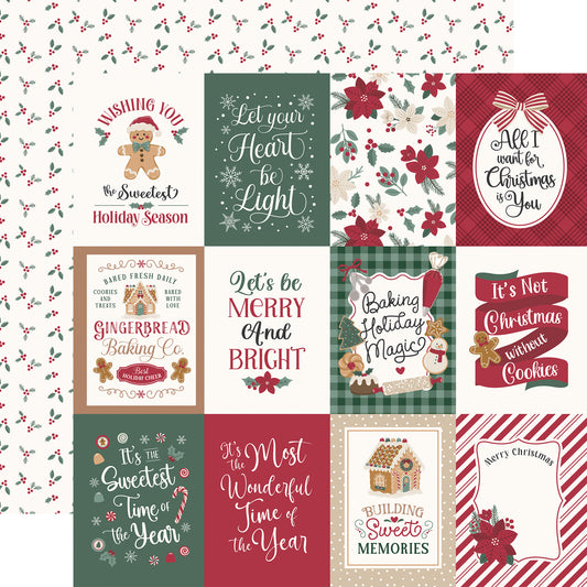 Echo Park -Baking Christmas Cheer Collection - 12 x 12 Double Sided Paper -  3x4 Journaling Cards