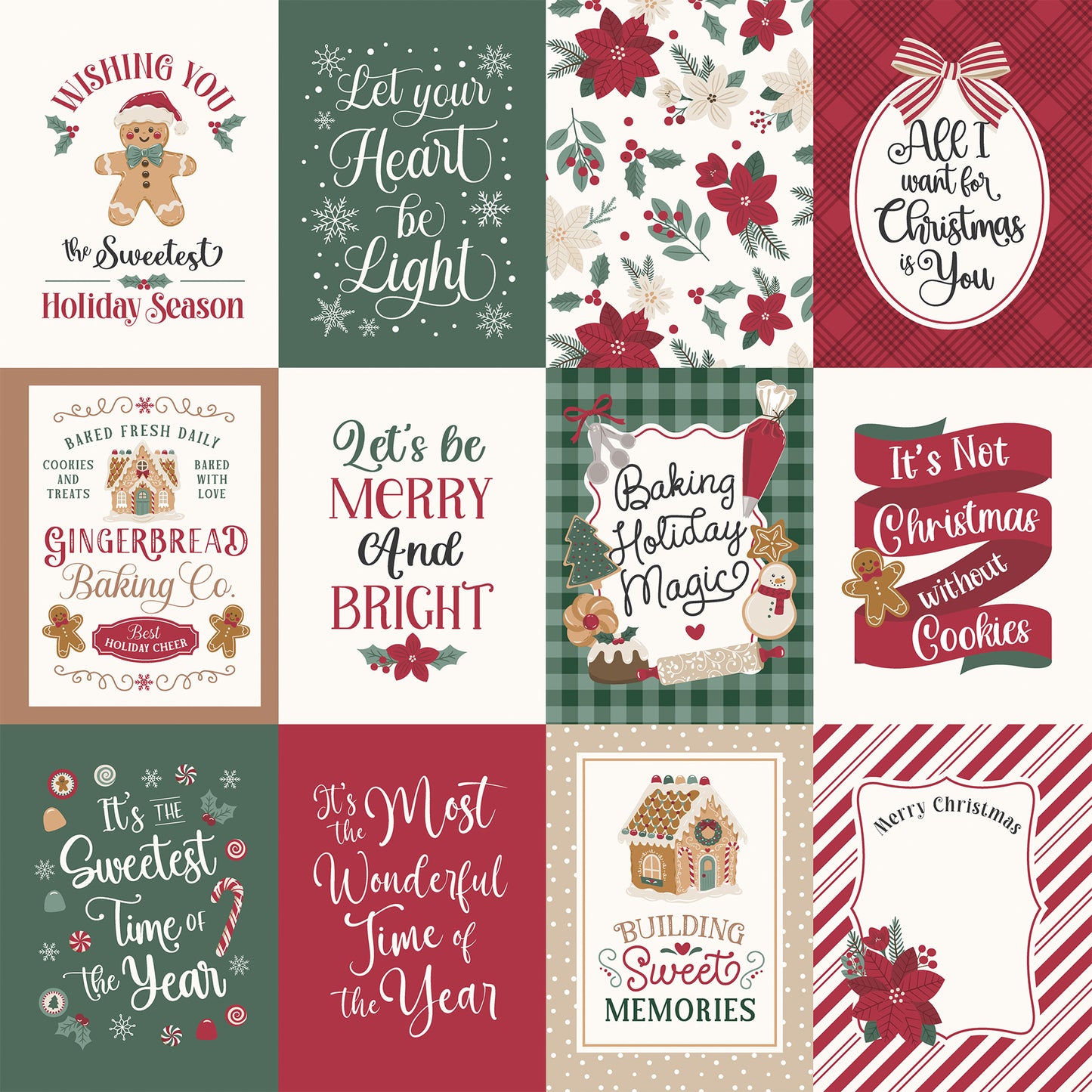 Echo Park -Baking Christmas Cheer Collection - 12 x 12 Double Sided Paper -  3x4 Journaling Cards