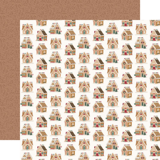 Echo Park -Baking Christmas Cheer Collection - 12 x 12 Double Sided Paper -  Gingerbread Village
