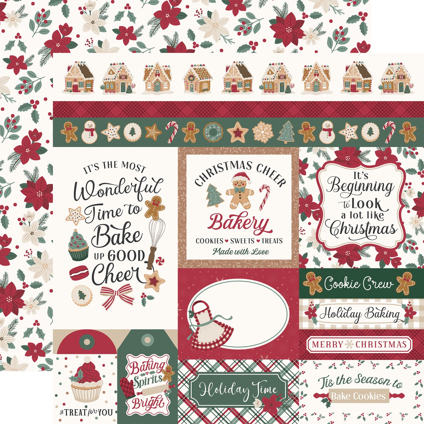 Echo Park -Baking Christmas Cheer Collection - 12 x 12 Double Sided Paper - Multi Journaling Cards
