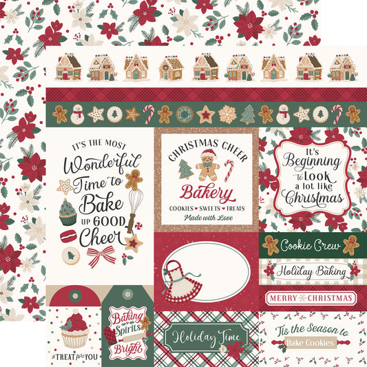 Echo Park -Baking Christmas Cheer Collection - 12 x 12 Double Sided Paper - Multi Journaling Cards