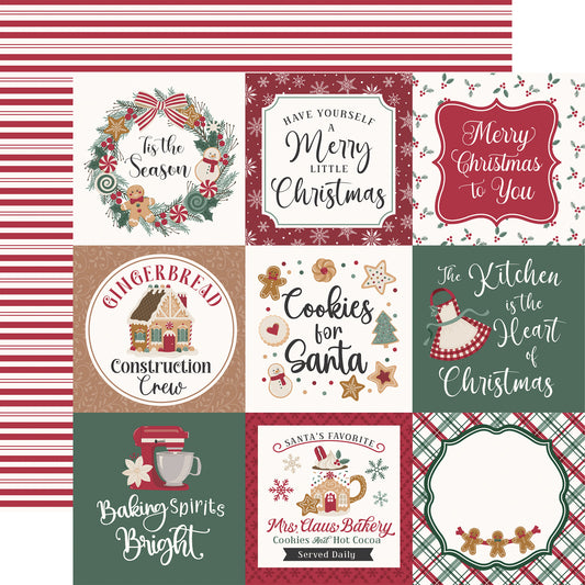 Echo Park -Baking Christmas Cheer Collection - 12 x 12 Double Sided Paper - 4x4 Journaling Cards