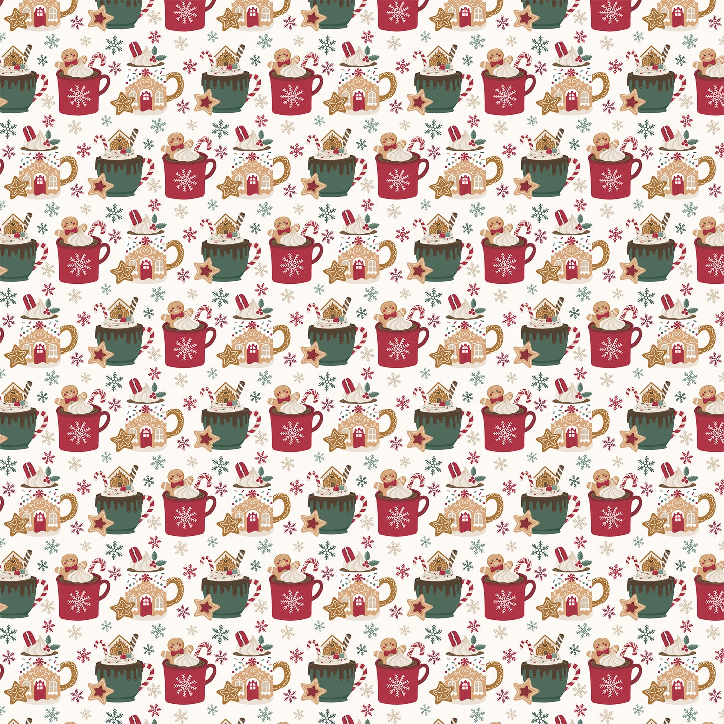 Echo Park -Baking Christmas Cheer Collection - 12 x 12 Double Sided Paper - Hot Chocolate Mugs