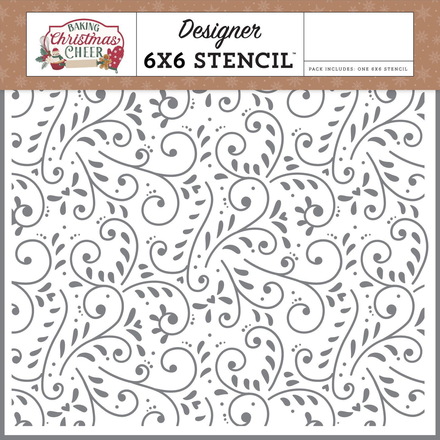 6"x6" stencil with swirls