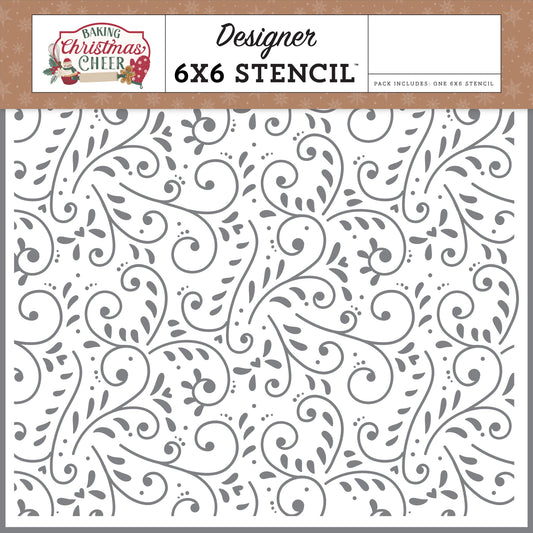 6"x6" stencil with swirls