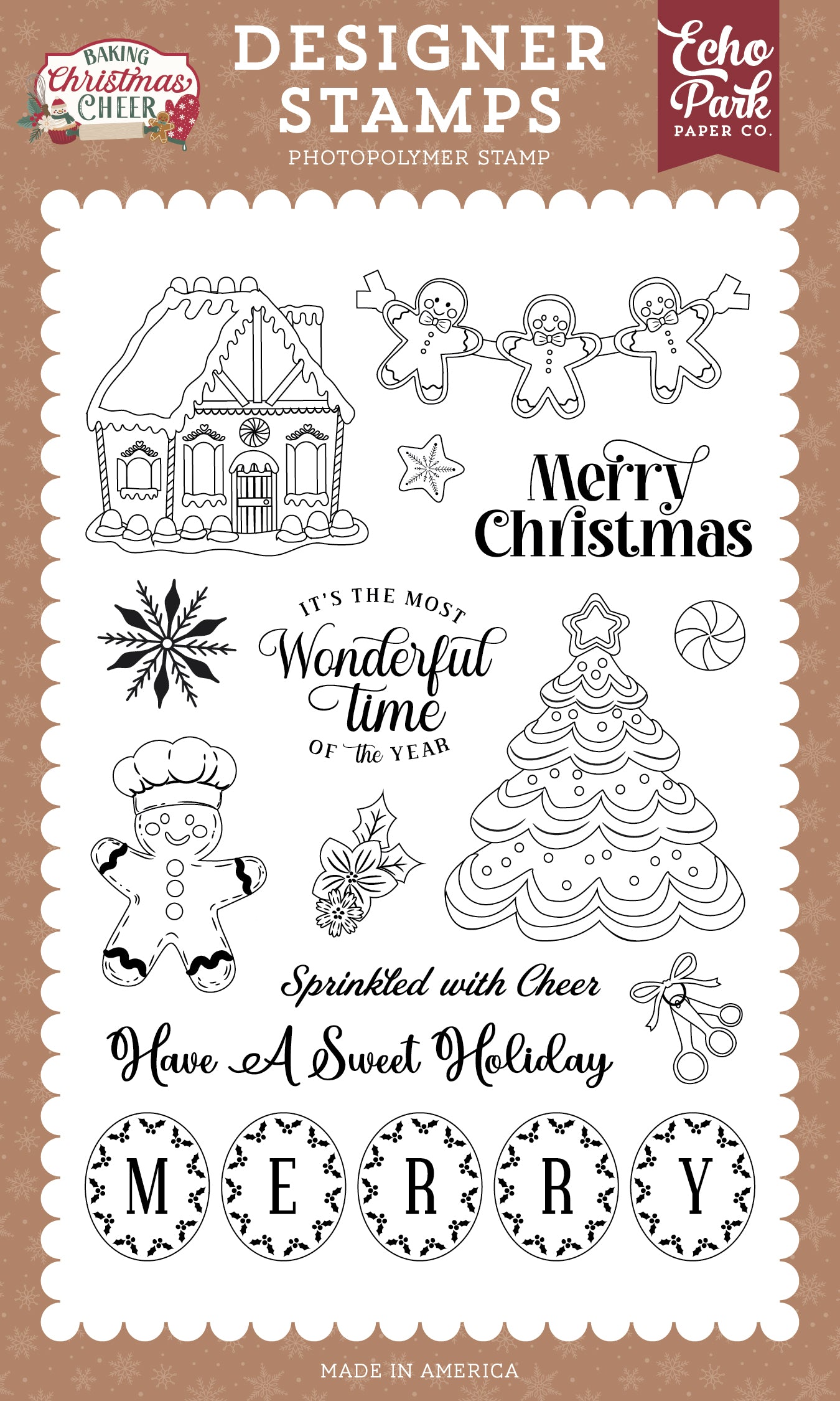 Echo Park - Baking Christmas Cheer Collection - Photopolymer Stamp Set - Sprinkled With Cheer
