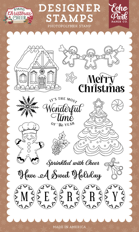 Echo Park - Baking Christmas Cheer Collection - Photopolymer Stamp Set - Sprinkled With Cheer