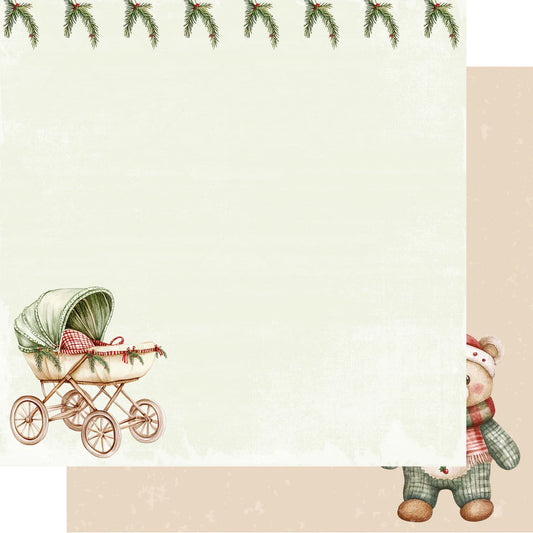 SSC - Baby's First Christmas - 12 x 12 Double-Sided Cardstock - Christmas Pram