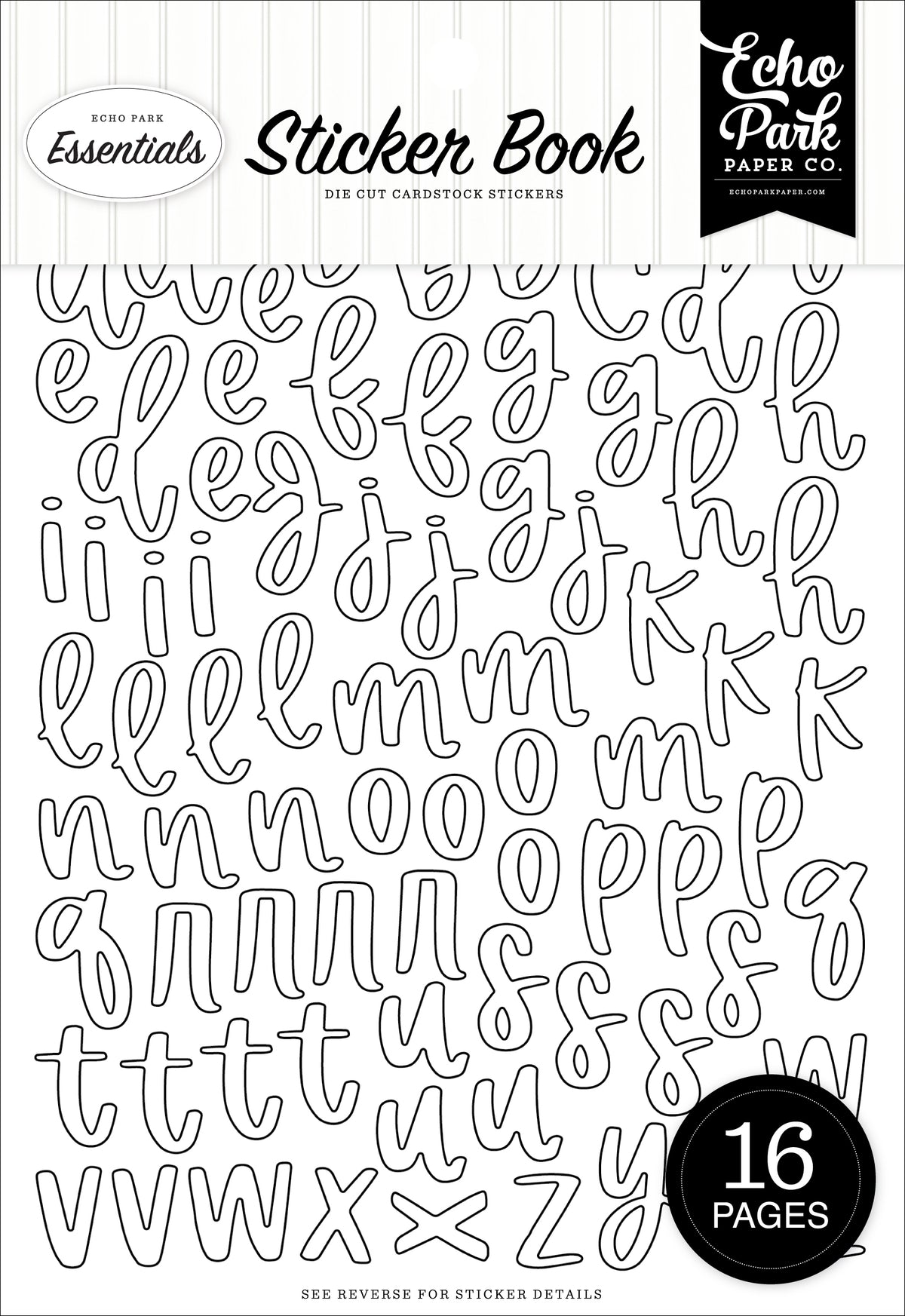 Echo Park - Essentials Collection - Sticker Book - Black And White Alpha