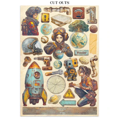 Stamperia - A New Beginning Collection - Junk Journal - Stickers, Cut-Outs, and Backgrounds
