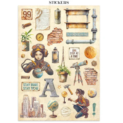 Stamperia - A New Beginning Collection - Junk Journal - Stickers, Cut-Outs, and Backgrounds